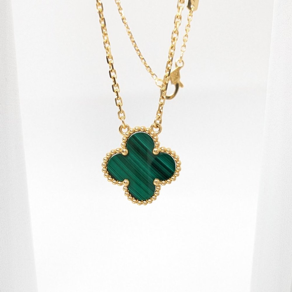 Van Cleef & Arpels Vintage Alhambra Pendant Necklace 18K Yellow Gold & Malachite